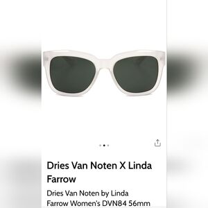 Dries Vab Noten × Linda Farrow Gallery White Frame Sunglasses with Dark Lenses
